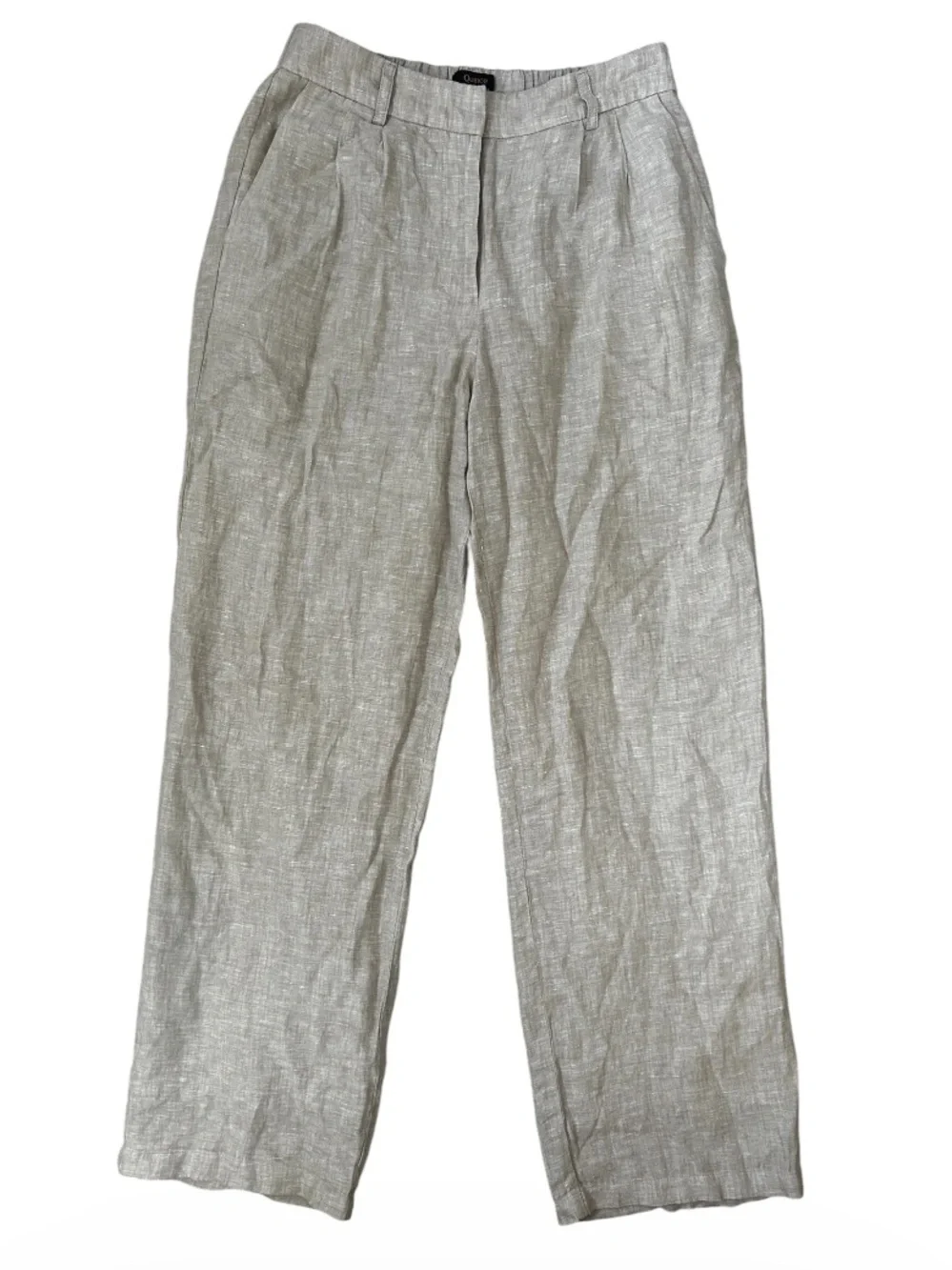 Quince 100% European Linen Pleated Wide Leg Trouser Pants Flax Size 2 Officewear